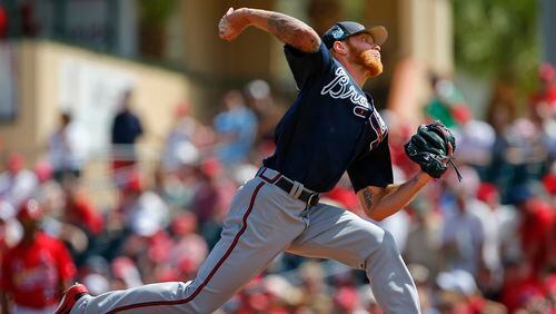 Mike Foltynewicz, pictured in his previous start Saturday against the Cardinals, had seven strikeouts in four innings Thursday against the Tigers (Photo by Rich Schultz/Getty Images)