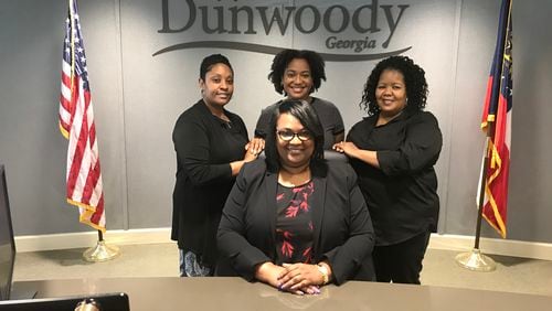 Dunwoody’s amnesty program is designed to promote lawful driving privileges, settle outstanding violations with the court and reduce arrests. Pictured, Dunwoody court clerks (back row, left to right) Monique Andrews, Chryse’ Bowers and Rochelle Sanderson with Court Clerk Norlaundra Huntington. CONTRIBUTED