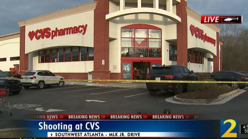 A man was shot during an argument at a CVS store in southwest Atlanta on Thursday afternoon, according to police. (Credit: Channel 2 Action News)
