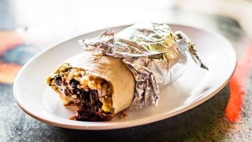 The Cajun Killer Burrito at Raging Burrito & Taco can be had with a wide variety of proteins.