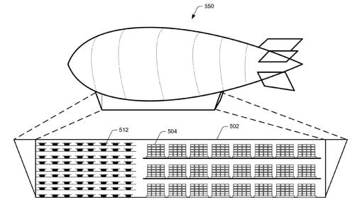 A sketch of Amazon s patented aerial fulfillment center, a blimp-borne warehouse in they sky. (U.S. Patent and Trademark Office)