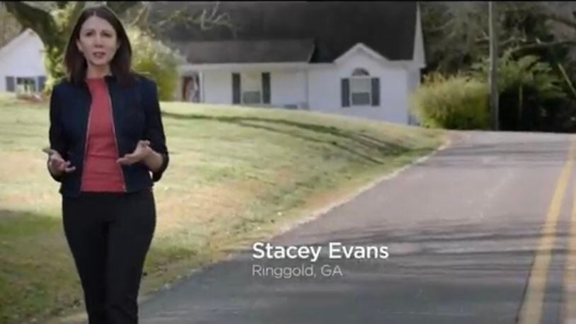 A screenshot from Stacey Evans first TV ad.