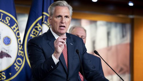 In this photo from June 23, 2021, House Minority Leader Kevin McCarthy (R-CA) speaks at a press conference about COVID-19 and China. McCarthy opposed forming an independent commission to investigate the Jan. 6 attack on the Capitol. (Michael Brochstein/ZUMA Wire/TNS)