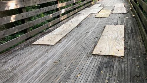 The city of Morrow said the boardwalks, part of its pedestrian path system along Jester’s Creek, “have suffered an unreasonable amount of damage and rot since the system was constructed in 2011.” City of Morrow.