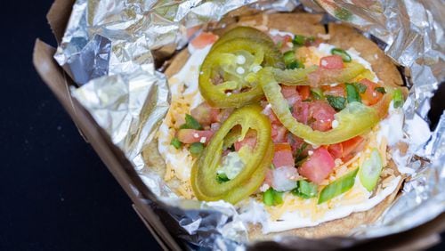The Mexican Pizza from MikChan's in Qommunity in East Atlanta.