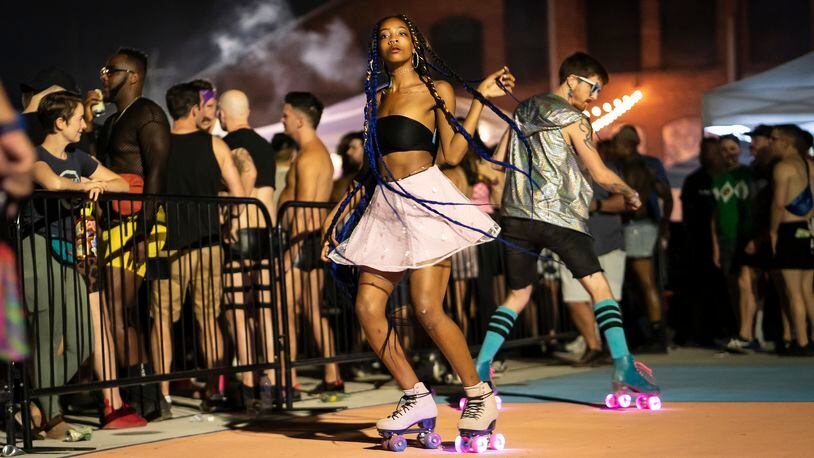 Jayda Priester skates at a Chaka Khan Hacienda event in Atlanta on Sept. 25, 2022. While roller-skating has a long history in Atlanta, its popularity has been on the rise since 2020 when the pandemic pushed residents to explore outdoor activities. (Nicole Craine/The New York Times)