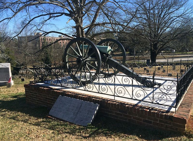 The Little Cannon stands in the Marietta Confederate Cemetery. (PETE CORSON / pcorson@ajc.com)