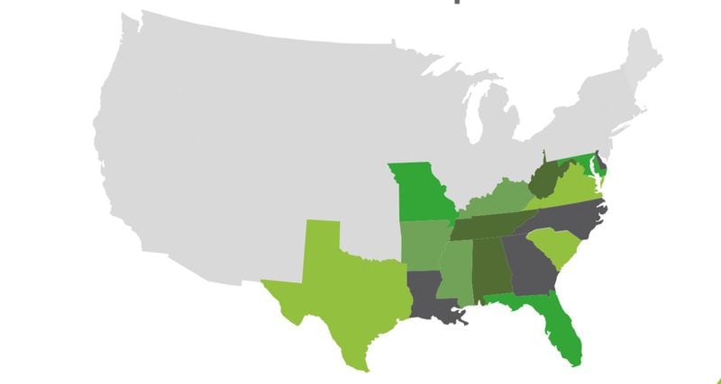 These states had Freedmen's Bureau offices. Courtesy ancestry.com