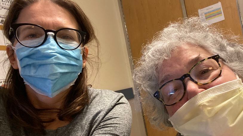 AJC Reporter Helena Oliviero with her mother, Susan Oliviero, who had only recently arrived in Atlanta for a visit when she tested positive for COVID. She took a turn for the worse and was hospitalized at Emory University Hospital for two days. (Helena Oliviero / helena.oliviero@ajc.com)