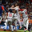 Happier times: Braves players celebrate after their 7-0 win against the Houston Astros to win game 6 of the World Series at Minute Maid Park, Tuesday, November 2, 2021, in Houston, Tx. The Atlanta Braves beats the Houston Astros 4-2 to take the World Series. Curtis Compton / curtis.compton@ajc.com