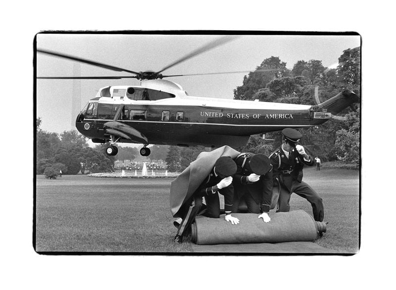 “Richard Nixon Leaving the White House, Washington, D.C.” from 1974 is one of the images featured in the reissue of the Phaidon book “Annie Leibovitz at Work.” COPYRIGHT ANNIE LEIBOVITZ. FROM “ANNIE LEIBOVITZ AT WORK.”
