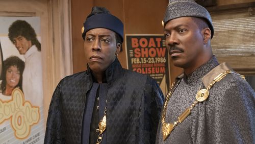 Arsenio Hall and Eddie Murphy star in "Coming 2 America," out March 5 on Amazon Prime. (AMAZON STUDIOS)