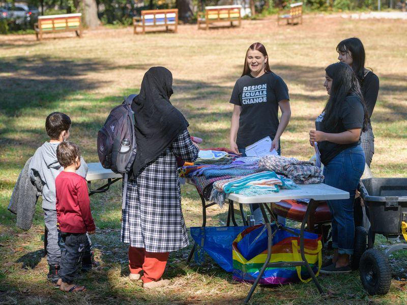 Museum of Design Atlanta, one of 10 recipients of an Intuit Mailchimp grant, distributed blankets last fall to refugees living in the Atlanta area. Photo: Courtesy of MODA