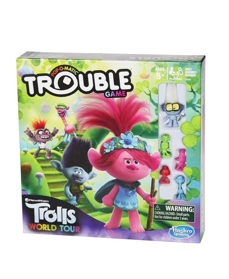 The classic Trouble game is modernized with Trolls tricks.
Courtesy of Macy's