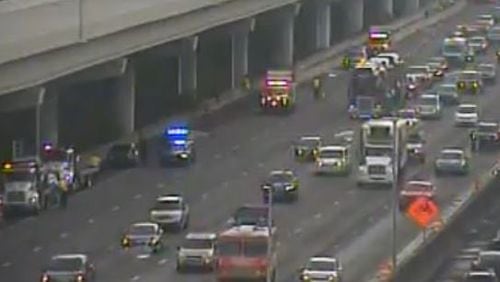 Crashes on I-75 South in Cobb County temporarily shut down all lanes.