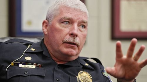 August 8, 2019, 2019 - Griffin - Griffin Police Chief Mike Yates (pictured) and two of his deputies are lobbying the state parole board to release a man, Eric Ferrell, who was convicted of killing a pregnant woman. In three decades of police work, the chief says he’s never met an inmate, a convicted killer no less, whose cause he would take up. Bob Andres / robert.andres@ajc.com