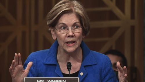 Sen. Elizabeth Warren, D-Mass., in questioning an adminstration official earlier this year. Warren’s report on Equifax was scathing in its judgment of the company’s performance. (AP Photo/Susan Walsh)