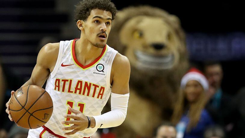 Trae Young was 7 of 19 from the field Wednesday night.  (Photo by Streeter Lecka/Getty Images)