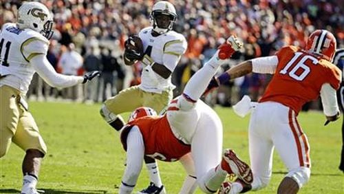 Georgia Tech safety Jamal Golden's interception return for a touchdown against Clemson Saturday was the residue of preparation. Golden said that, from having watched Clemson game video, he knew that, from seeing the Tigers' formation, they would either run a stretch play or a throwback to the tight end. As he saw the play develop, he saw the throwback play developing and ran to intercept quarterback Cole Stoudt. (ASSOCIATED PRESS)