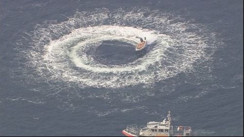 A boat circled for more than two hours after its pilot went overboard. (Photo: KIRO7.com)