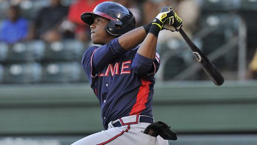 Braves prospect Ronald Acuna with Single-A Rome in 2016. (Tom Priddy/Four Seam Images via AP Images)