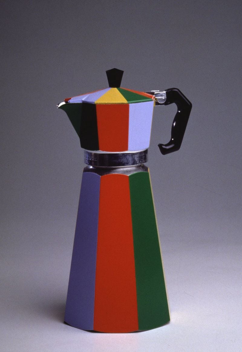 “Passione Italiana,” a new exhibition at the Museum of Design Atlanta, showcases espresso machines that date from the mid-20th century through present day, as well as creative coffee sets and crockery. Among them is a colorful coffee maker created in 1980 by Italian avant-garde designer and architect Alessandro Mendini with Daniela Puppa, Paola Navone and Franco Raggi. The exhibitions runs through June 9. CONTRIBUTED BY MODA