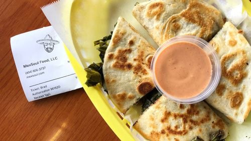 The Blaxican weds soul and Mexican in a collard quesadilla. Photo: Brad Kaplan