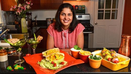 Gauri Misra-Deshpande, who grew up in Mumbai, India, makes paneer and uses that cheese in dishes such as (from left) Palak Paneer, Paneer Bhurji and Paneer Tikka Skewers. STYLING BY GAURI MISRA-DESHPANDE/ CONTRIBUTED BY CHRIS HUNT PHOTOGRAPHY