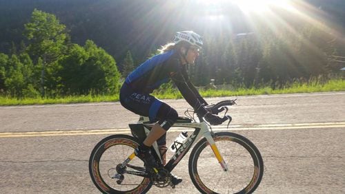 Peachtree City cyclist Martha Gossage Hall plans to race solo across America to benefit visually-impaired children. Photo courtesy of Martha Gossage Hall