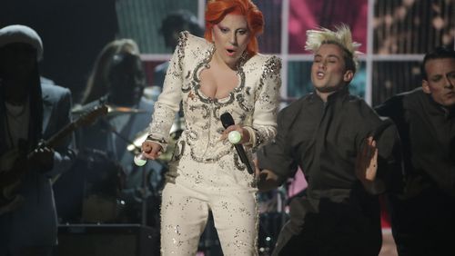 Lady Gaga performs her David Bowie tribute at the 58th Annual Grammy Awards on Monday, Feb. 15, 2016, at the Staples Center in Los Angeles. (Robert Gauthier/Los Angeles Times/TNS)