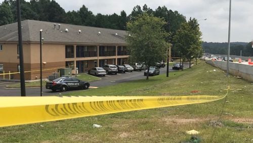 DeKalb County police are investigating a triple shooting at a motel off Flat Shoals Road near I-285 Monday afternoon.