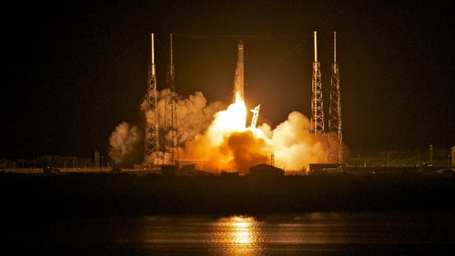 SpaceX's Dragon spacecraft atop rocket Falcon 9 lifts off from Pad 40 of the Cape Canaveral Air Force Station in Titusville, Florida, on May 22, 2012. The launch made SpaceX the first commercial company to send a spacecraft to the International Space Station.