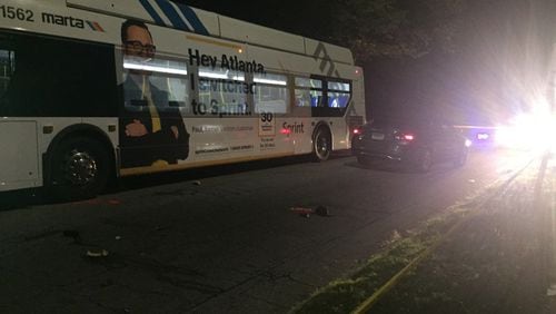 A man was hit by a MARTA bus and a car, police said. (Credit: Channel 2 Action News)