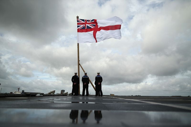 Members of the HMS Illustrious, the last of the Royal Navy's Invincible class aircraft carriers.