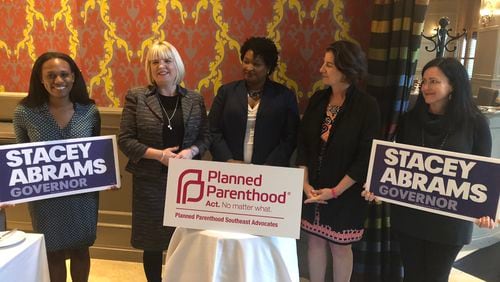 Democrat Stacey Abrams accepts an endorsement from Planned Parenthood. AJC/Greg Bluestein