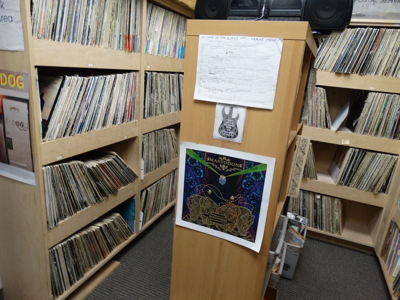 The WRAS vinyl room packed with classic vinyl going back to the 1970s. CREDIT: Rodney Ho/rho@ajc.com
