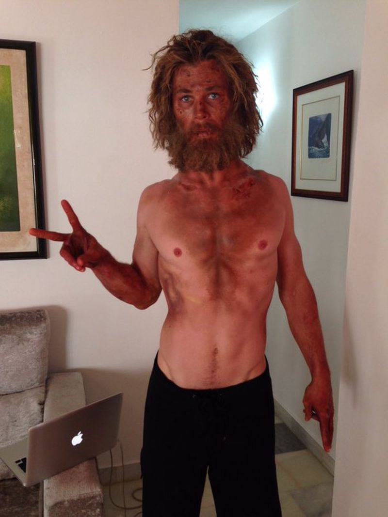 Chris Hemsworth posted this photo of himself looking all skinny and sunburned as Owen Chase in "In the Heart of the Sea."