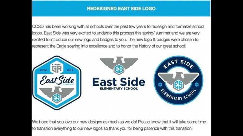 East Side Elementary School officials in Cobb County are facing criticism about a new logo that resembles the Nazi Eagle crest.