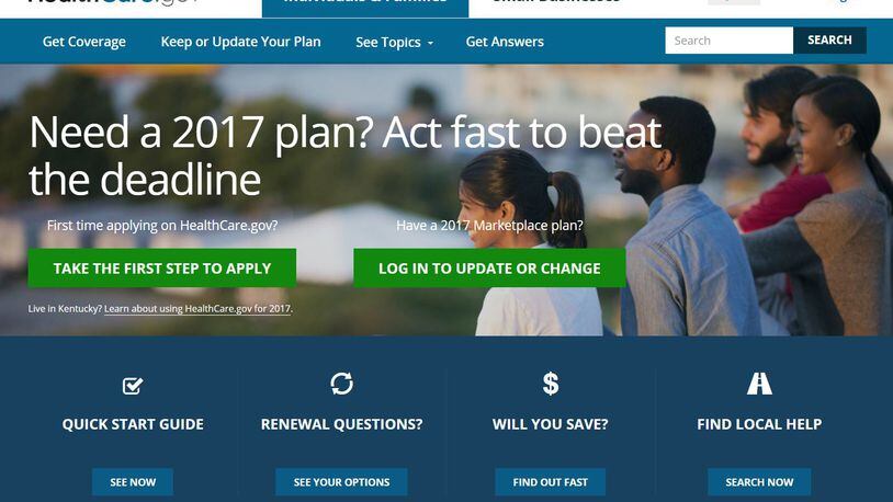 Just over 480,000 Georgians have selected Obamacare insurance plans so far for 2017 through HealthCare.gov. Open enrollment for this year ends Jan. 31. (Screengrab)