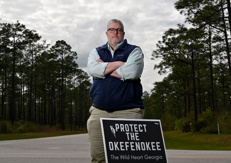 Josh Howard, president of the nonprofit Friends of the Okefenokee National Wildlife Refuge, opposes the planned mine site near the Okefenokee National Wildlife Refuge. Staff photo by Hyosub Shin / Hyosub.Shin@ajc.com