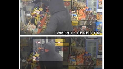 Sandy Springs police are searching for a man who robbed a Shell station at gunpoint in December.
