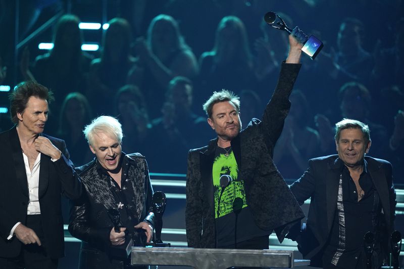 From left, John Taylor, Nick Rhodes, Simon Le Bon and Roger Taylor of Duran Duran were inducted into the Rock & Roll Hall of Fame last year. AP Photo: Chris Pizzello