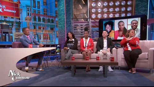 Talk show host Nick Cannon surprises seven students attending historically Black colleges and universities, including a Clark Atlanta student, by announcing that his show will help pay off their student loan debt once they graduate. PHOTO CREDIT: The Nick Cannon Show.