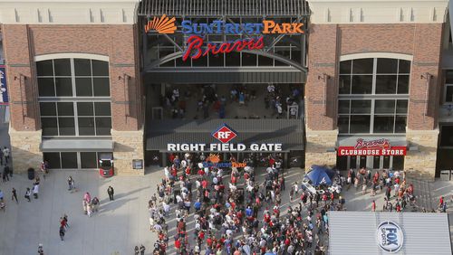 Fans enter Atlanta Braves' SunTrust Park.