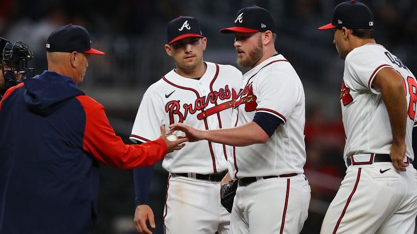 Braves reliever Tyler Matzek will undergo Tommy John surgery Wednesday, according to Braves manager Brian Snitker. (Curtis Compton / Curtis.Compton@ajc.com)