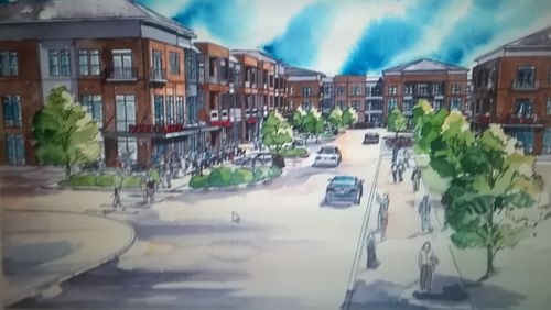 A rezoning plan for 325 luxury apartments and retail space in the Spring Road Corridor - on about 10 acres owned by Cumberland Community Church - was denied 3-1-3 July 16 by the Smyrna City Council. Courtesy of Smyrna