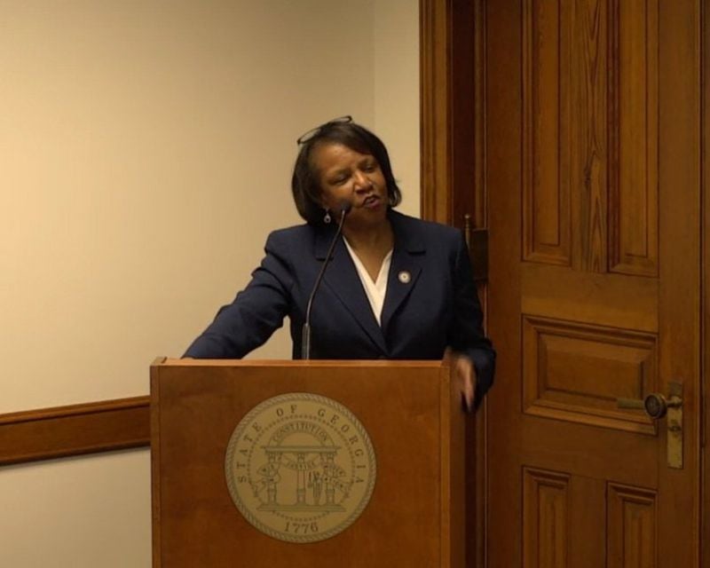 Georgia Composite Medical Board Executive Director LaSharn Hughes said board members will talk next week about the findings of a state audit of their operations and performance. Hughes is seen here addressing the Georgia Senate Health and Human Services Committee in 2018.