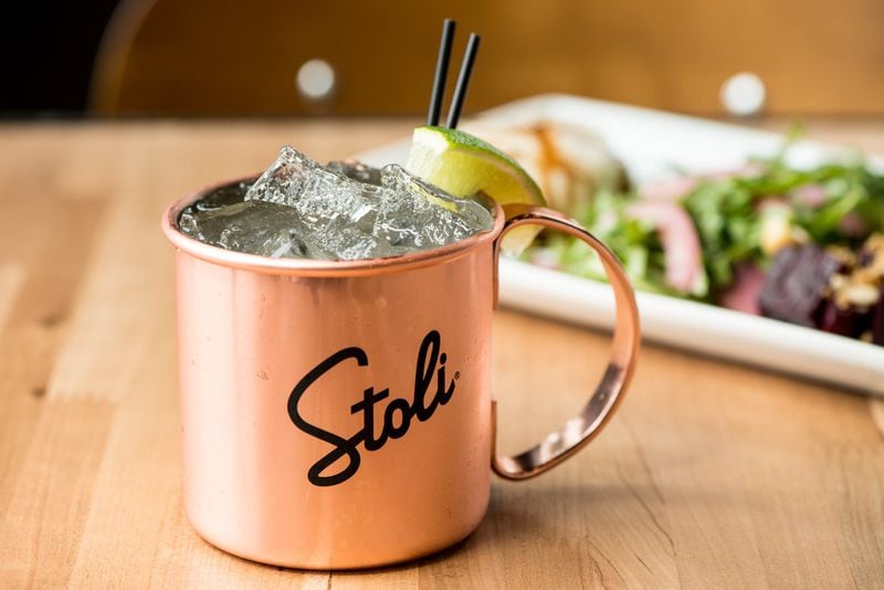  Moscow Mule cocktail with Stolichnaya vodka, lime, rosemary, oregano, and ginger beer. Photo credit- Mia Yakel.