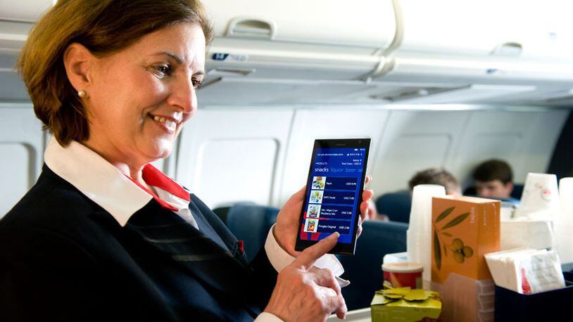 Delta flight attendants will soon use Nokia Lumia 1520 devices on board. (PRNewsFoto/Delta Air Lines)