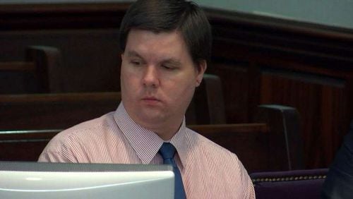 Justin Ross Harris listens to testimony during his murder trial at the Glynn County Courthouse in Brunswick (screen capture via WSB-TV)
